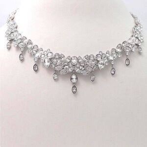 Swarovski Crystal Silver Floral Necklace